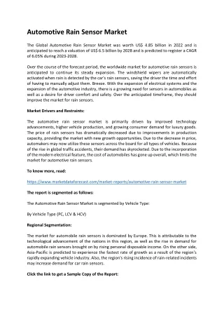 automotive rain sensor market
