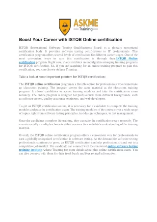 boost your career with istqb online certification