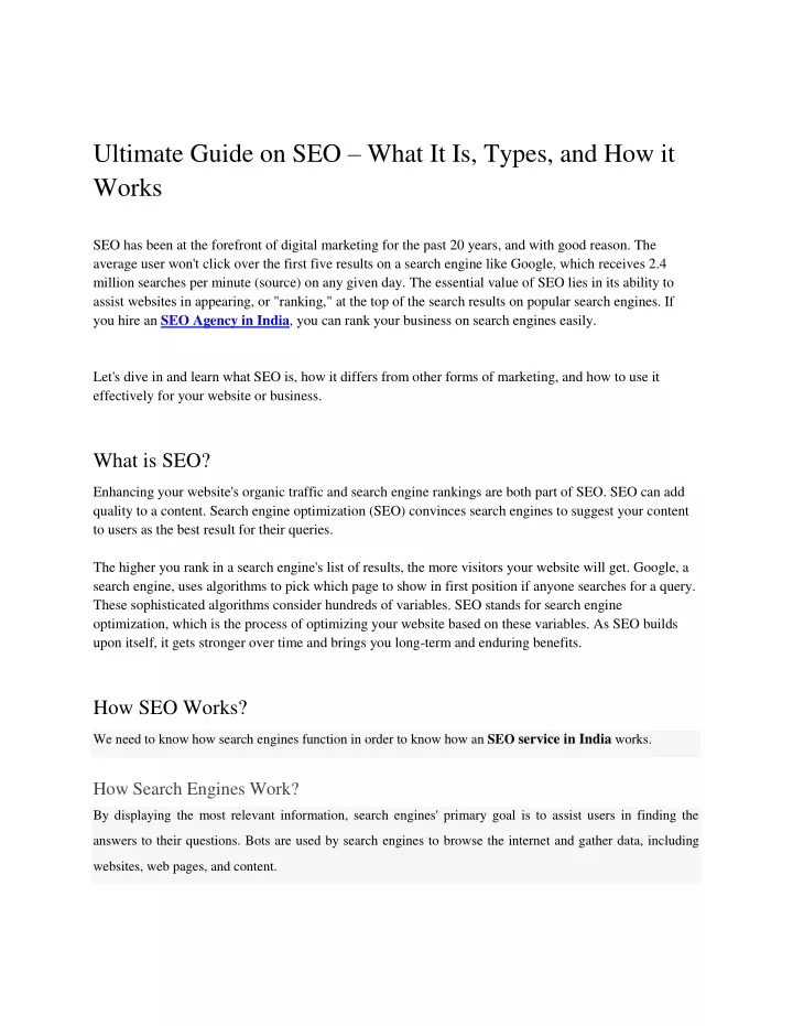 ultimate guide on seo what it is types