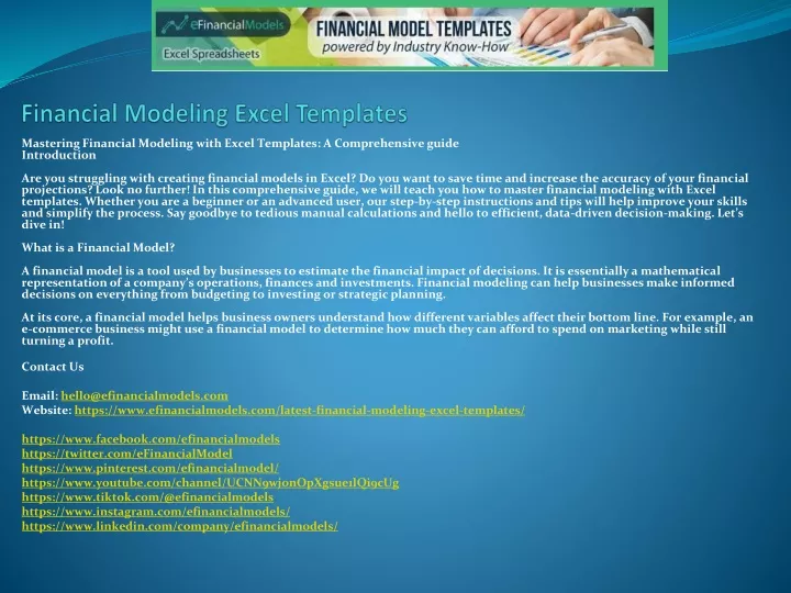 financial modeling excel templates