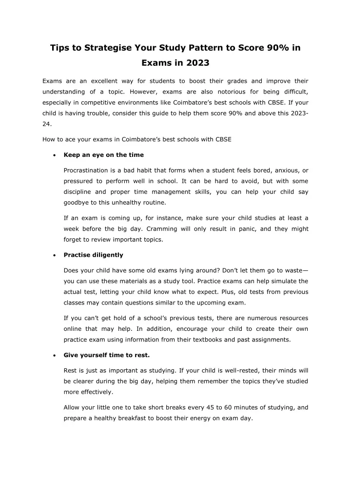 tips to strategise your study pattern to score