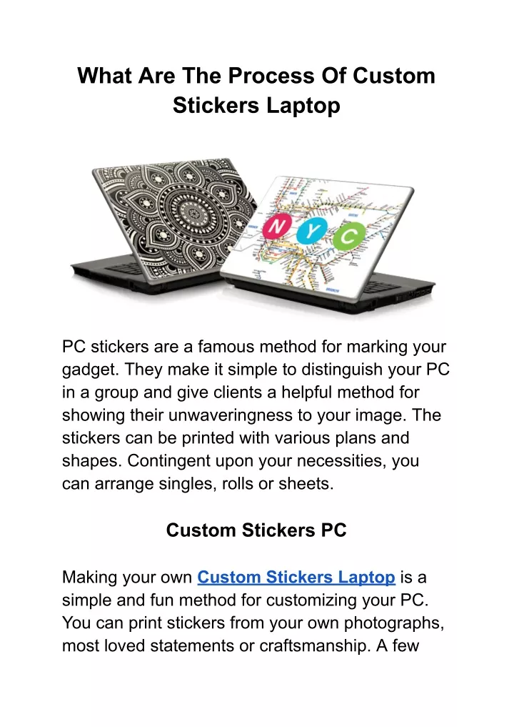 what are the process of custom stickers laptop