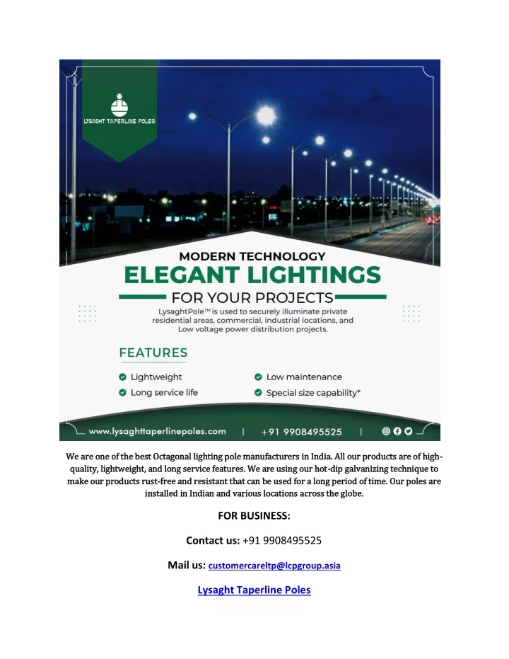 we are one of the best octagonal lighting pole