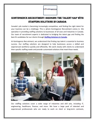 Kontingence Recruitment Bridging the Talent Gap with Staffing Solutions in Canada