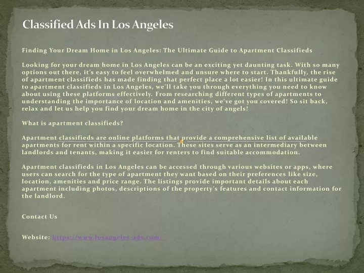 classified ads in los angeles