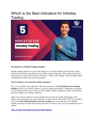 Top 5 Indicators for Intraday Trading and How to Use Them