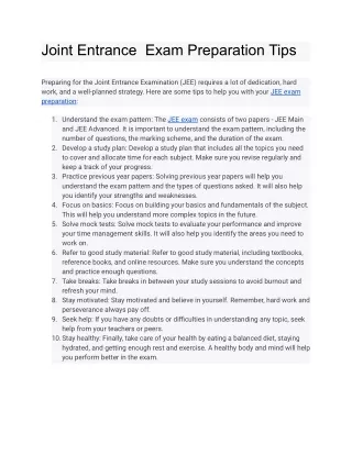 JEE Exam Preparation