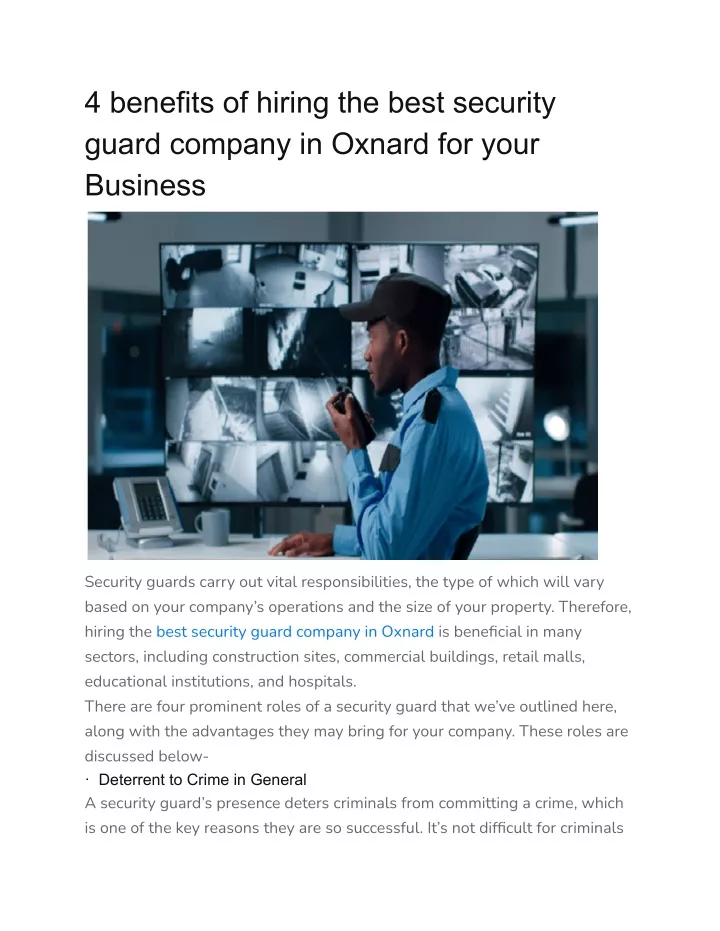 4 benefits of hiring the best security guard