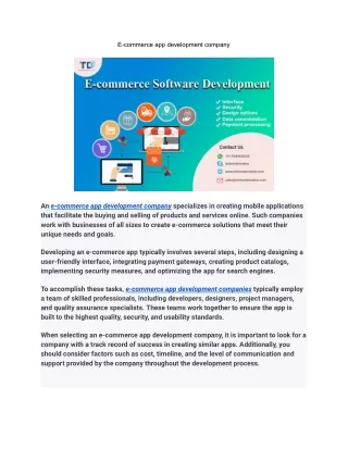 E-commerce app development company