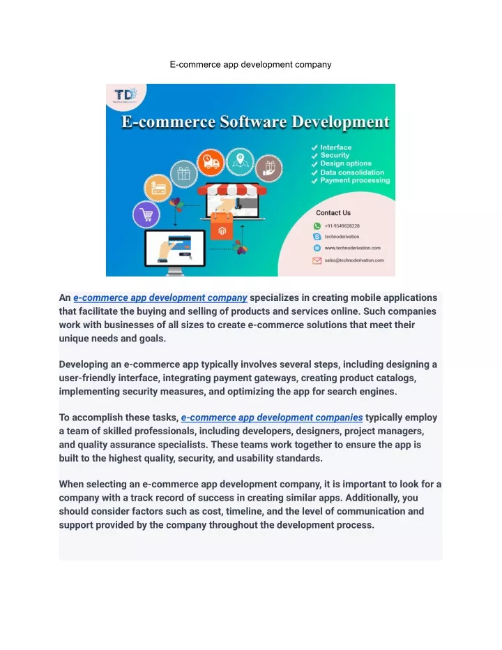 e commerce app development company