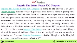 Imperia The Esfera Sector 37C Gurgaon