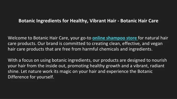 botanic ingredients for healthy vibrant hair botanic hair care