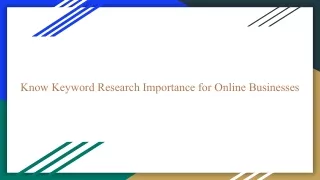 know keyword research importance for online
