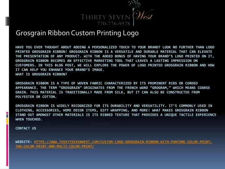 grosgrain ribbon custom printing logo