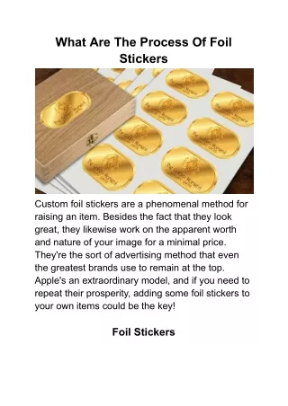 what are the process of foil stickers