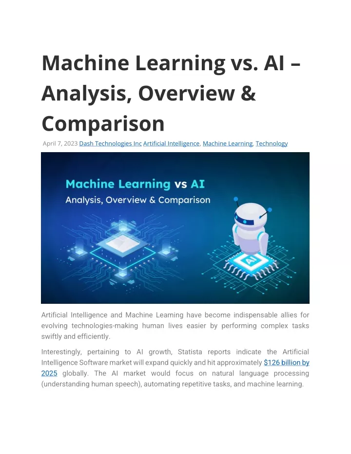 machine learning vs ai analysis overview