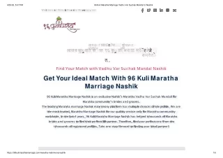 96kulimarathamarriage - Find your dream partner in nashik location