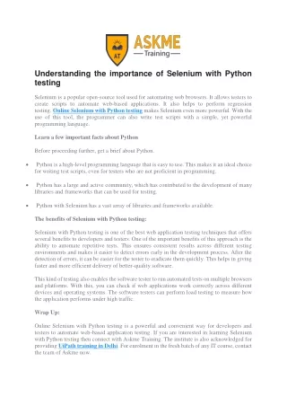 Understanding the importance of Selenium with Python testing