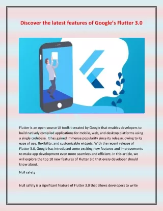 discover the latest fea tures of google s flutter