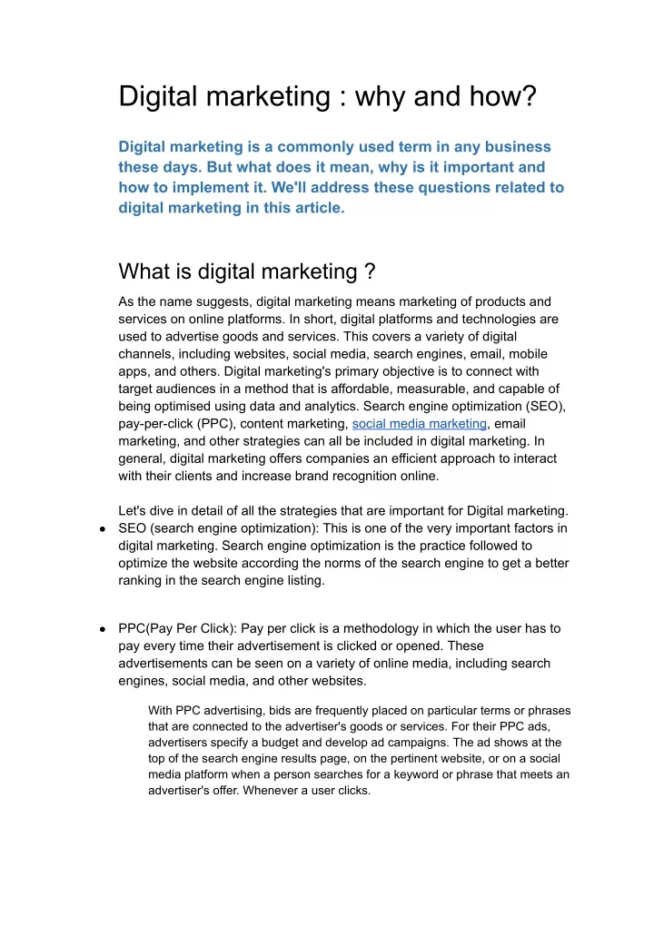digital marketing why and how