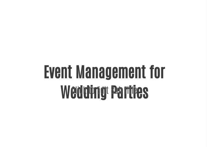 event management for wedding parties