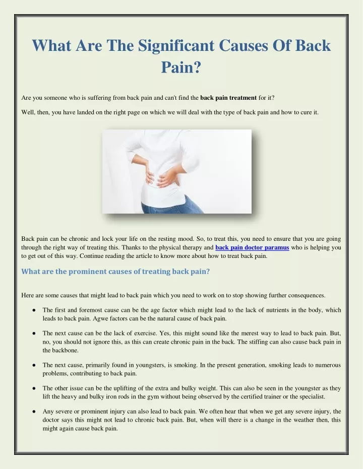 what are the significant causes of back pain