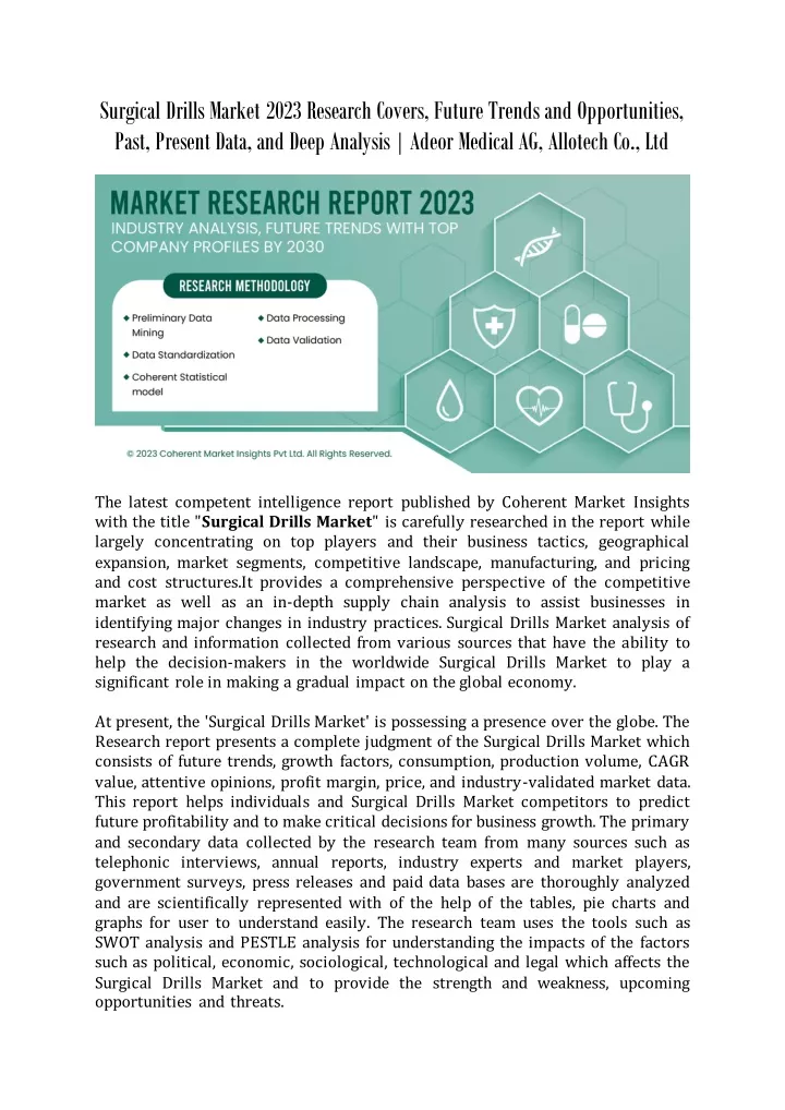 surgical drills market 2023 research covers
