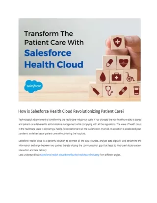 How is Salesforce Health Cloud Revolutionizing Patient Care