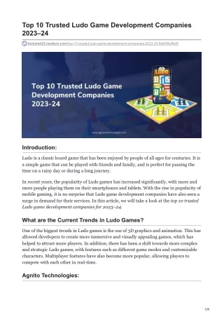 Top 10 Trusted Ludo Game Development Companies 2023-24