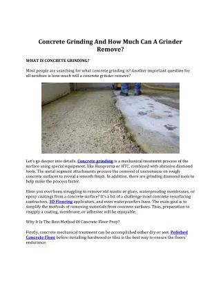 Concrete Grinding And How Much Can A Grinder Remove