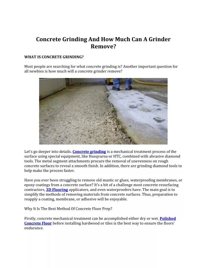concrete grinding and how much can a grinder