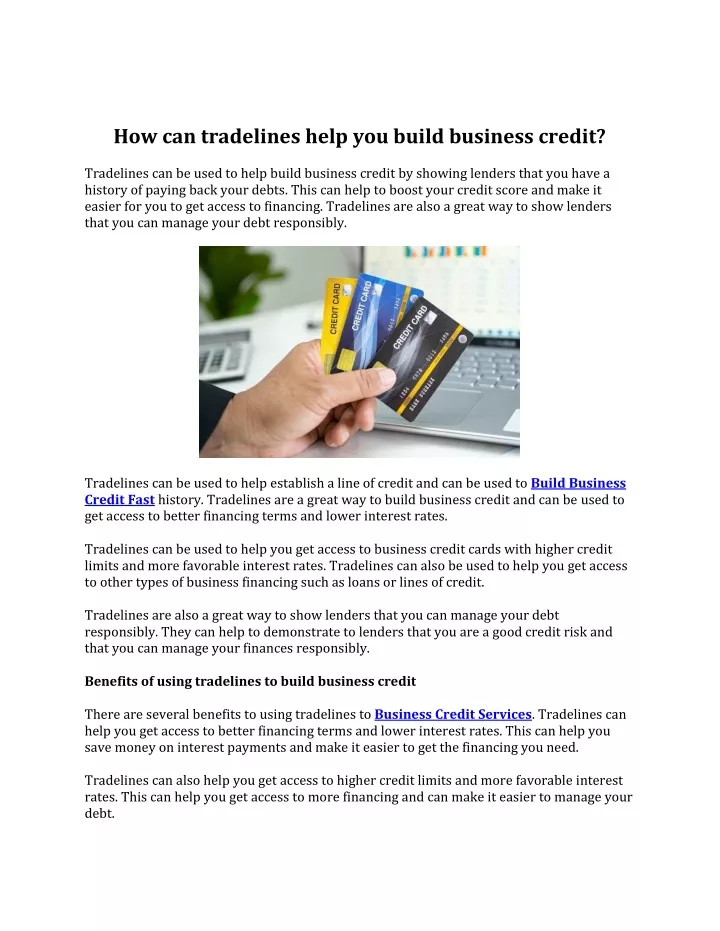 how can tradelines help you build business credit