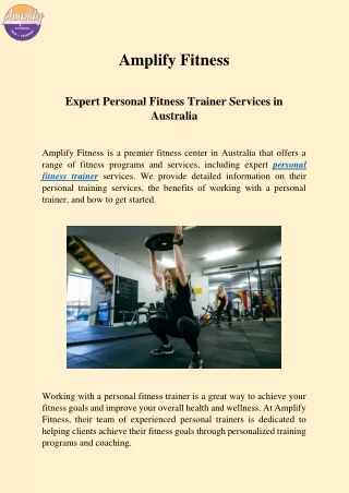 Expert Personal Fitness Trainer Services in Australia