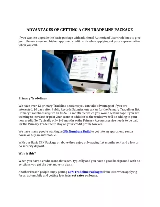 advantages of getting a cpn tradeline package