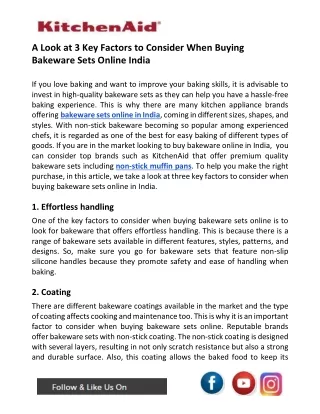 A Look At 3 Key Factors To Consider When Buying Bakeware Sets Online India