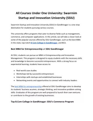 all courses under one university swarrnim startup