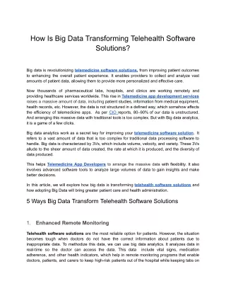 How Big Data is Transforming Telehealth Software Solutions_