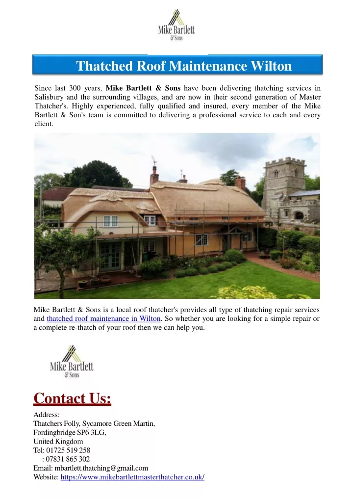 thatched roof maintenance wilton