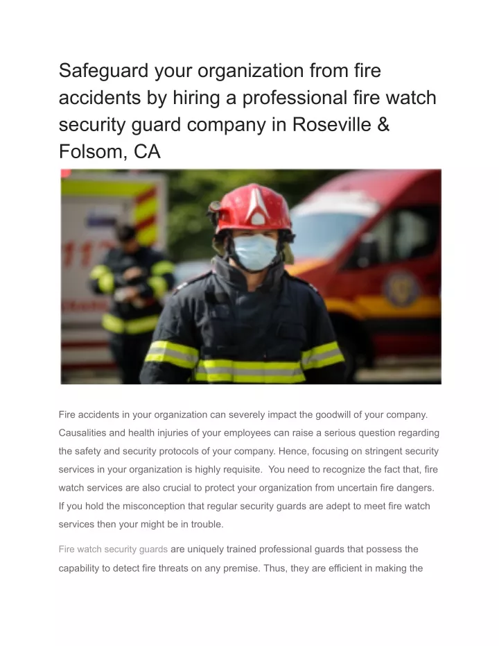 safeguard your organization from fire accidents