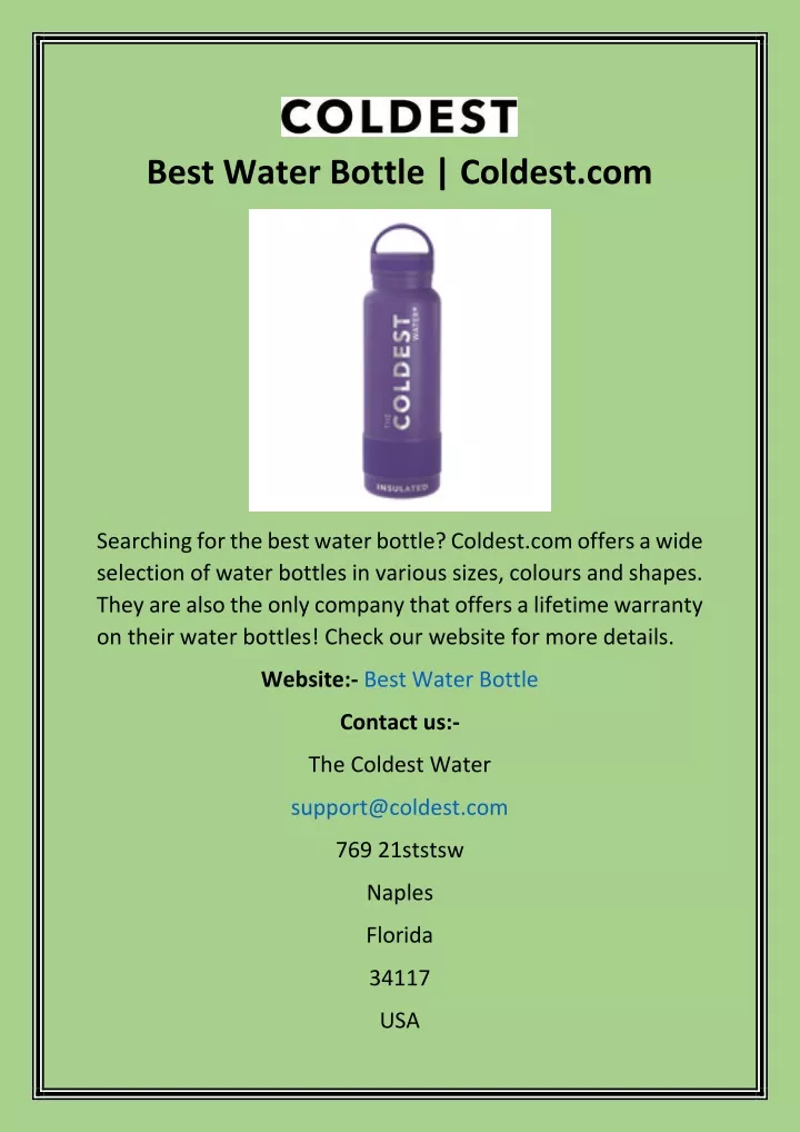 best water bottle coldest com