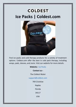 Ice Packs  Coldest