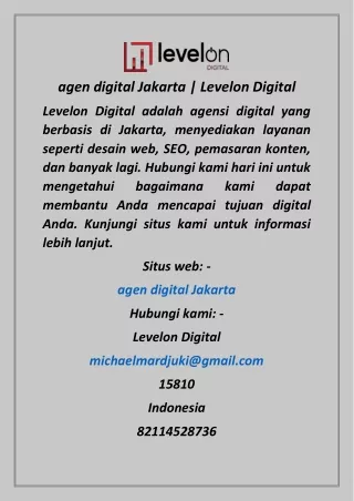 agen digital Jakarta  Levelon Digital