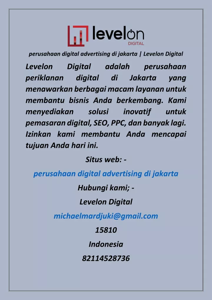 perusahaan digital advertising di jakarta levelon