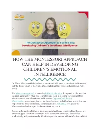 How the Montessori Approach Can Help in Developing Children's Emotional Intelligence (1)