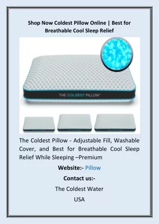 Shop Now Coldest Pillow Online  Best for Breathable Cool Sleep Relief