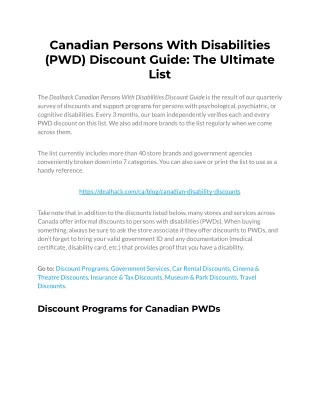 canadian persons with disabilities pwd discount