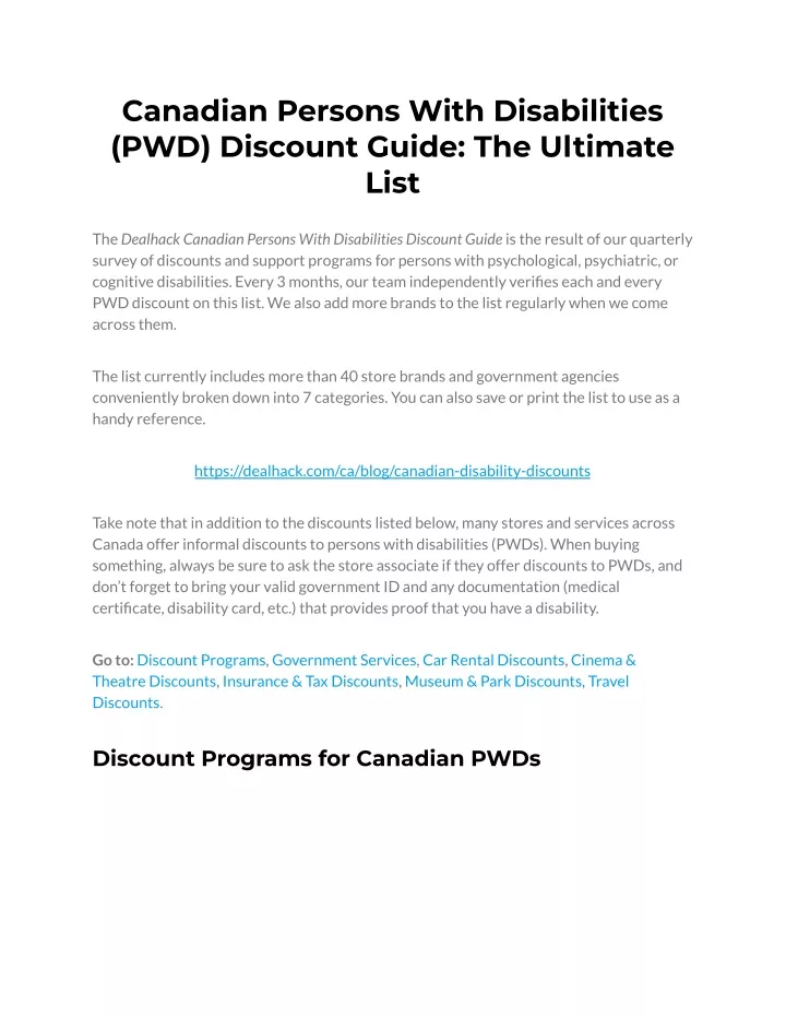 canadian persons with disabilities pwd discount