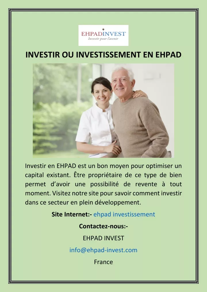 investir ou investissement en ehpad