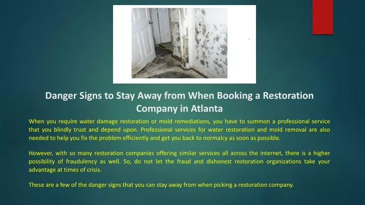 danger signs to stay away from when booking a restoration company in atlanta