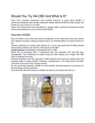 should you try h4 cbd and what is it